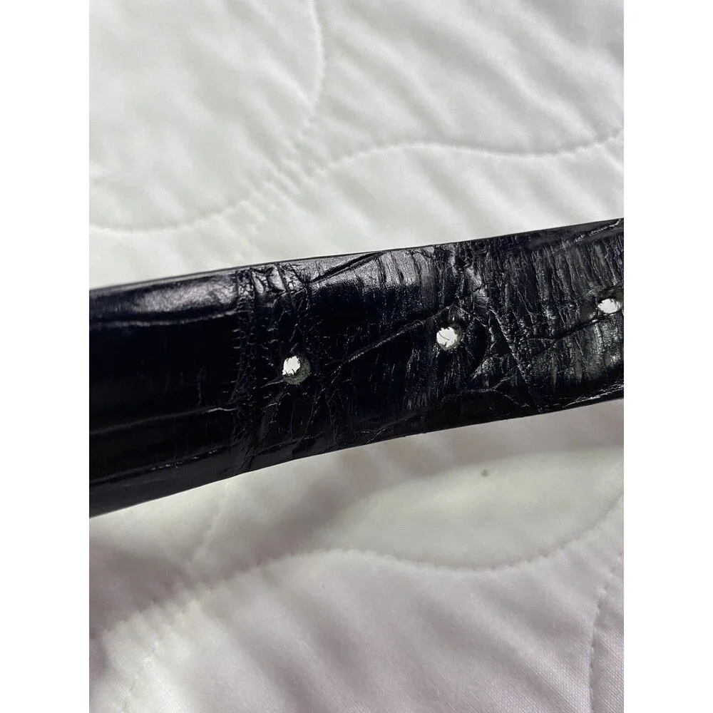 Men’s Belt Size 40 Crocodile Genuine Leather Italy Belt Gold / Silver Tone